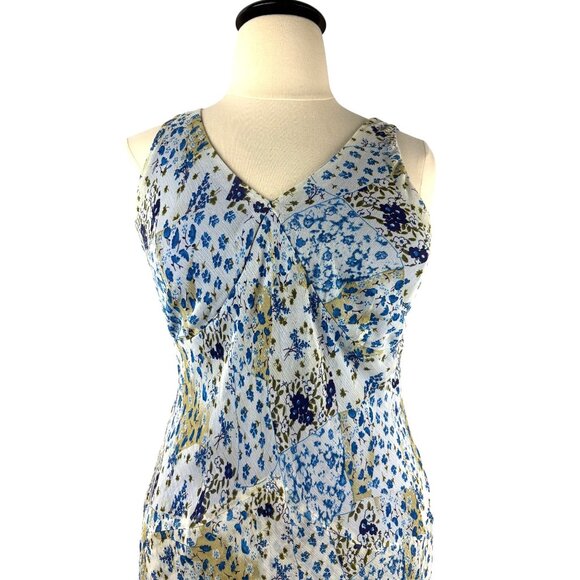 Cottage Boho Floral Print Sleeveless Tiered V-Neck Midi Dress Women's Medium - Picture 3 of 13